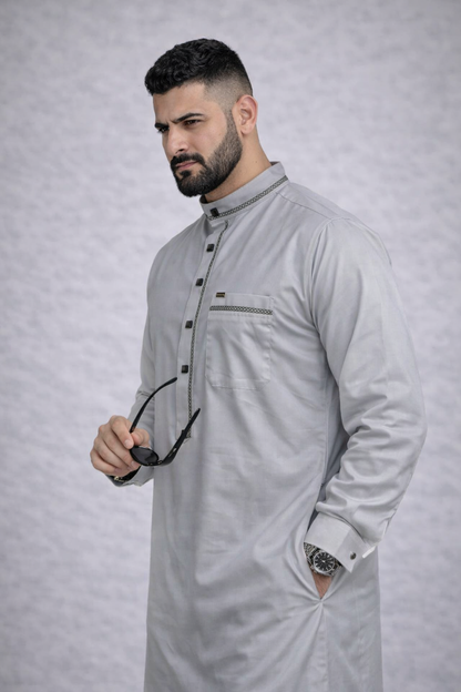 ثوب زاد الاسلامى2 (رمادى فاتح)