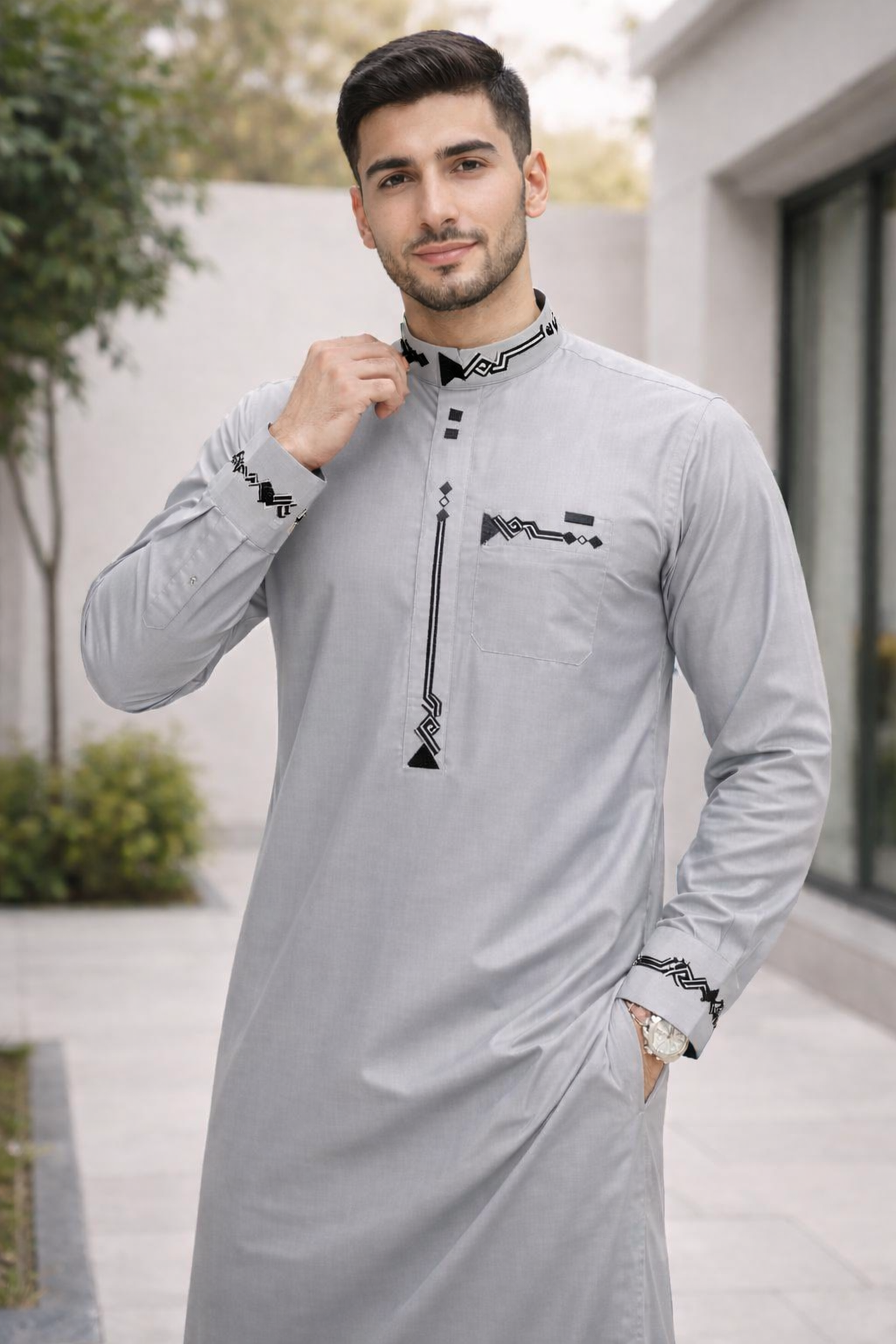 ثوب زاد الاسلامى (رمادي فاتح)