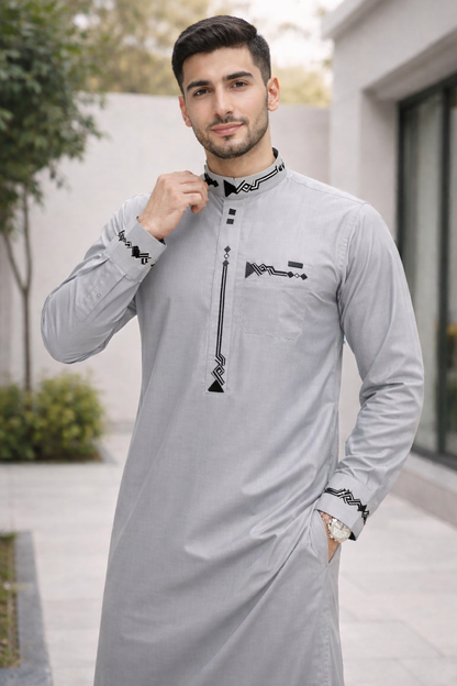 ثوب زاد الاسلامى (رمادي فاتح)