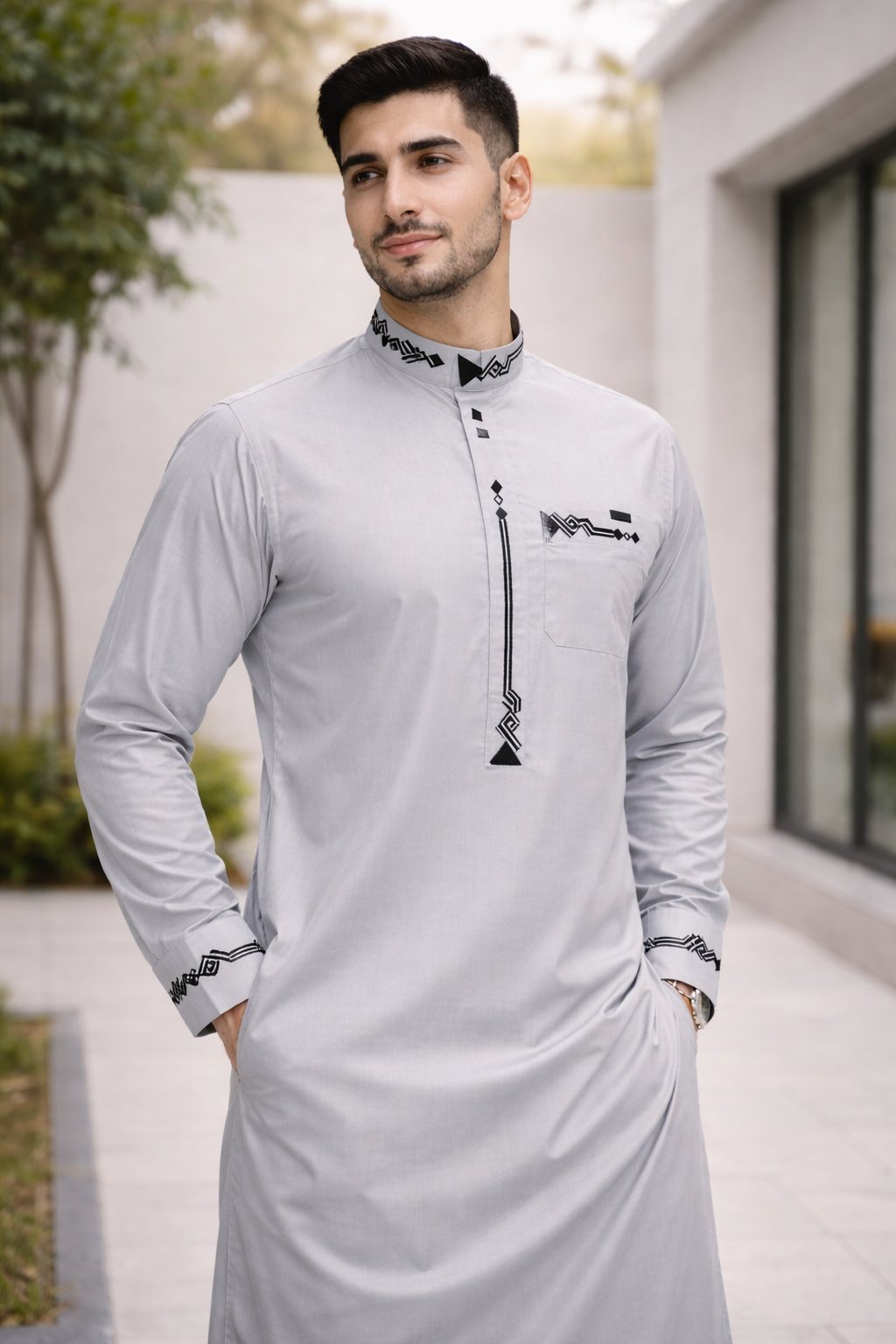 ثوب زاد الاسلامى (رمادي فاتح)