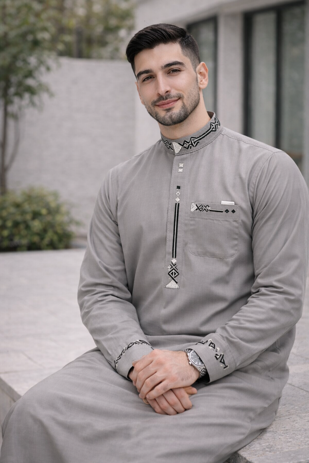 ثوب زاد الاسلامى (رمادي غامق)