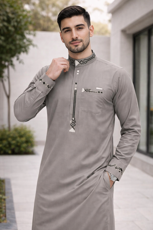 ثوب زاد الاسلامى (رمادي غامق)