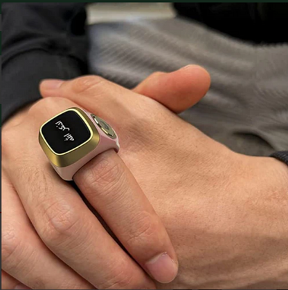 خاتم تسبيح ذكري ذكي مقاوم للماء من اي قبلة، للصلاة الإسلامية، تذكير بتوقيت الصلاة، شاشة OLED، عداد للتسبيح